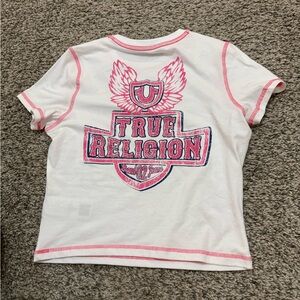 True Religion Women’s White and Pink T-Shirt